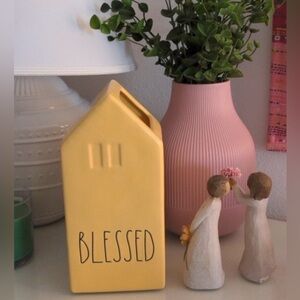 NEW Rae Dunn Blessed Ceramic Flower Vase Yellow Home Accent Decor